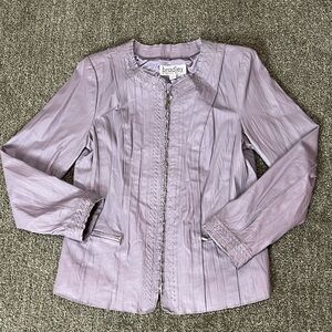 Bradley Bayou 100% Genuine Leather Jacket Women's Size Small Purple Full Zip